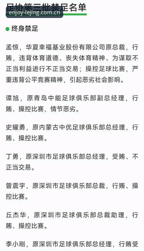 从足协禁足名单看行业规范：乐竞体育数据支持下的赛事参与必备知识